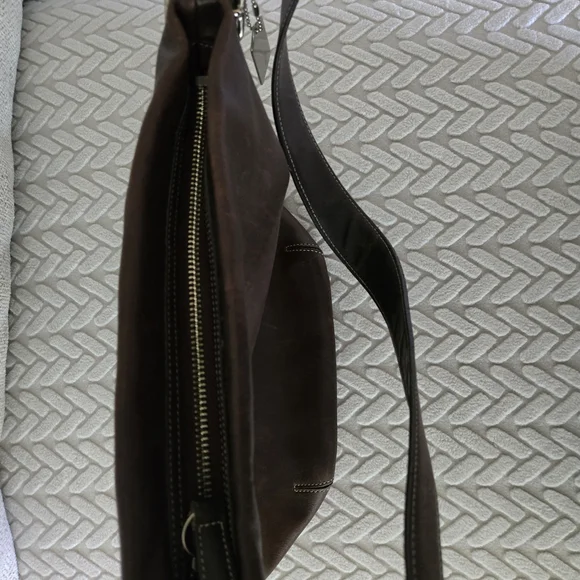 Coach Dark Brown Leather Bag with Silver Accents - Picture 9 of 10